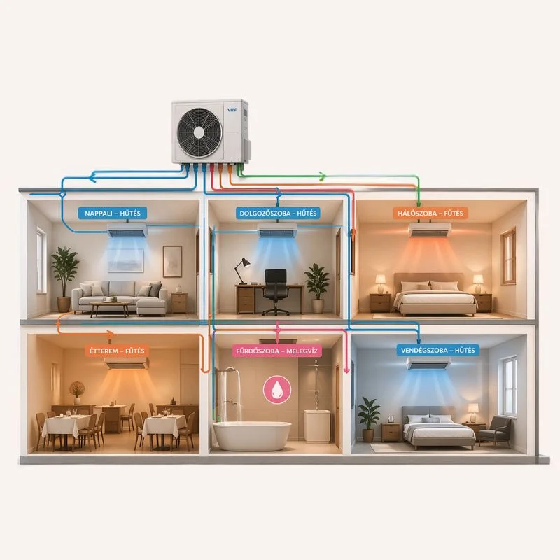 VRV-VRF rendszer felépítése